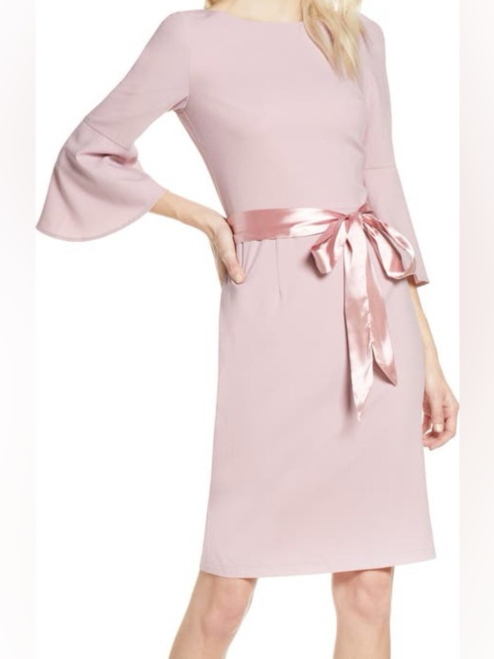 Chi Chi London Curve Blush Pink Yohana Satin Sash Cocktail Dress Plus Size 22